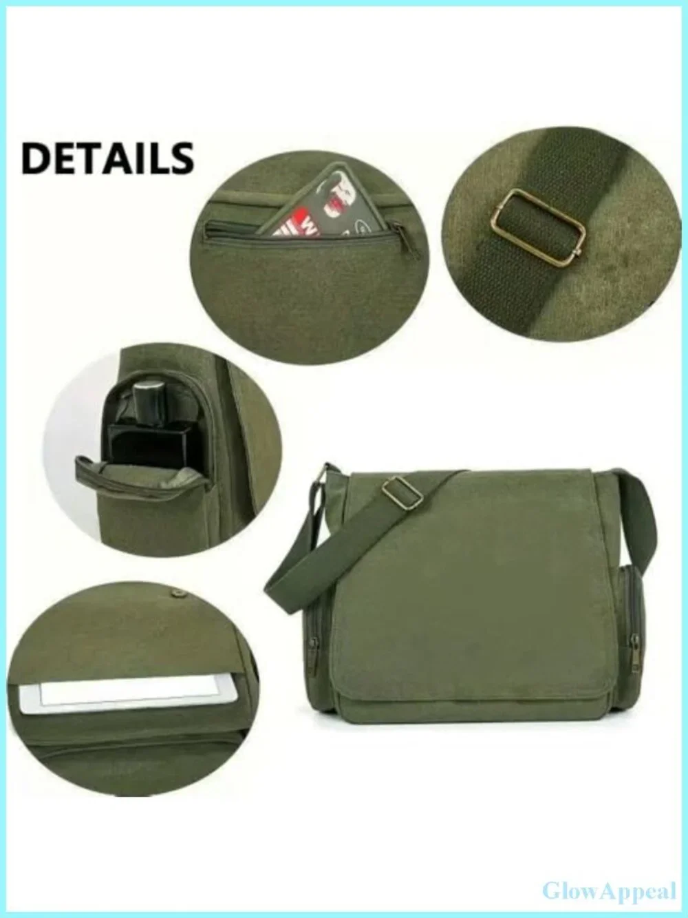 CHICGLOW Canvas Messenger Bag Crossbody Shoulder Purse Pockets